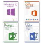 Microsoft Windows 10 Professional + Microsoft Visio 2019 Professional + Microsoft Project 2019 Professional + Microsoft Office 2019 Professional Plus license for 3 PC