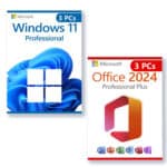 Microsoft Office 2024 Professional Plus + Microsoft Windows 11 Professional Licence pour 3 PC