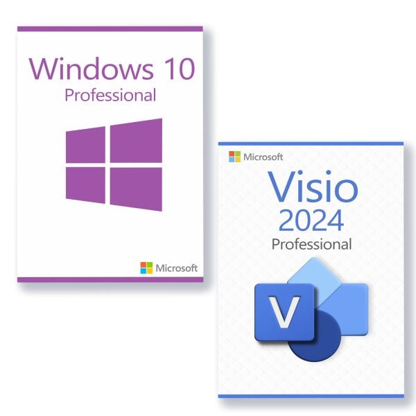 Microsoft Windows 10 Professional + Microsoft Visio 2024 Professional Licentie voor 3 pc’s