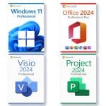 Microsoft Windows 11 Professional + Project 2024 Professional  + Office 2024 Professional  + Visio 2024 Professional Licens för 3 enheter