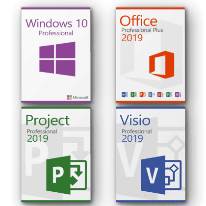 Microsoft Visio 2019 Pro + Project 2019 Pro + Office 2019 Pro Plus + Windows 10 Pro Lizenz für 3 PC
