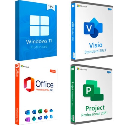 Windows 11 Pro + Office 2021 Professional Plus + Microsoft Visio 2021 Standard + Project 2021 Professional